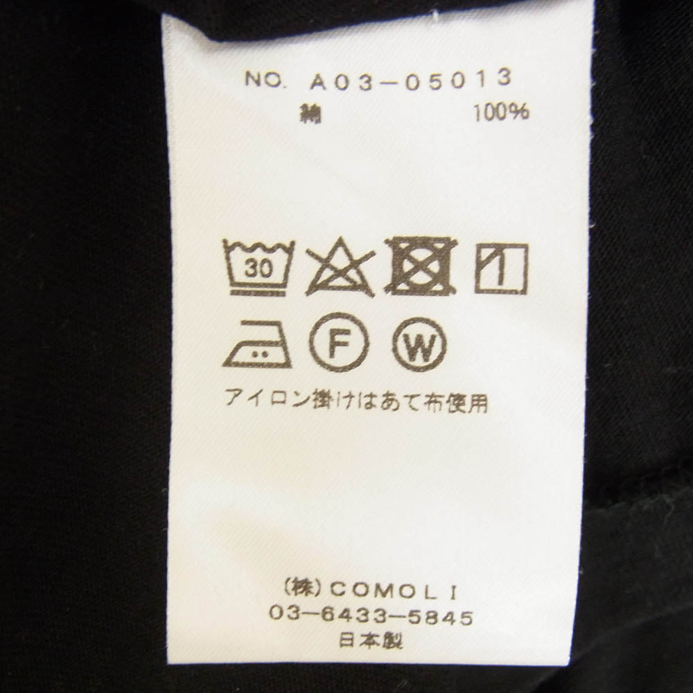 COMOLI コモリ A03-0513 コットン ジャージ モックネック プルオーバー 長袖カットソー ブラック系 1【中古】