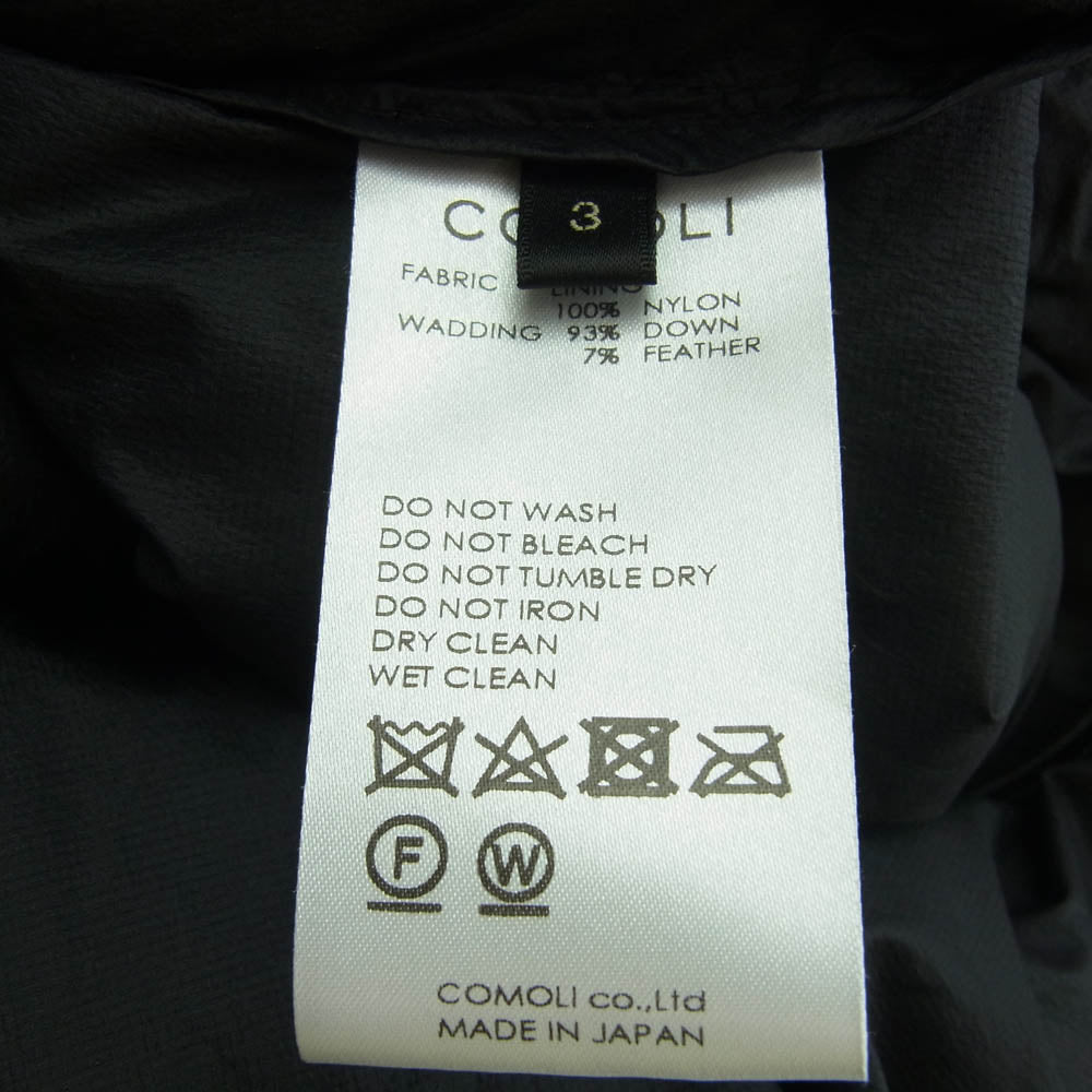 COMOLI コモリ 23AW Y03-01019 ナイロン ダウンジャケット ブラック系 3【中古】