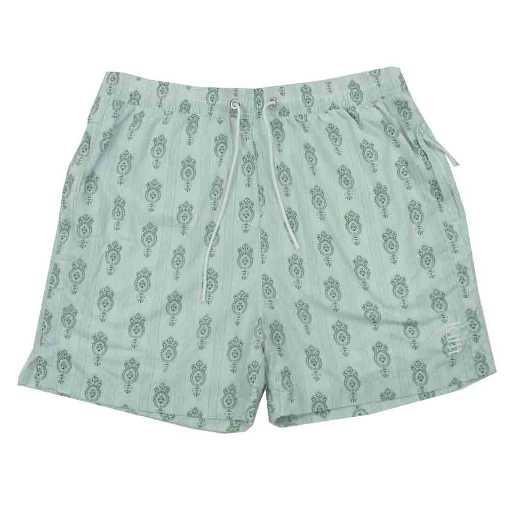 KITH キス 総柄 ナイロン ショーツ ハーフ ショート パンツ 中国製 ライトブルー系 グリーン系 ホワイト系 M【中古】