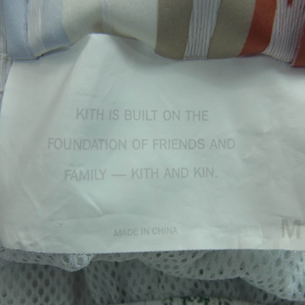 KITH キス 総柄 ナイロン ショーツ ハーフ ショート パンツ 中国製 ライトブルー系 グリーン系 ホワイト系 M【中古】