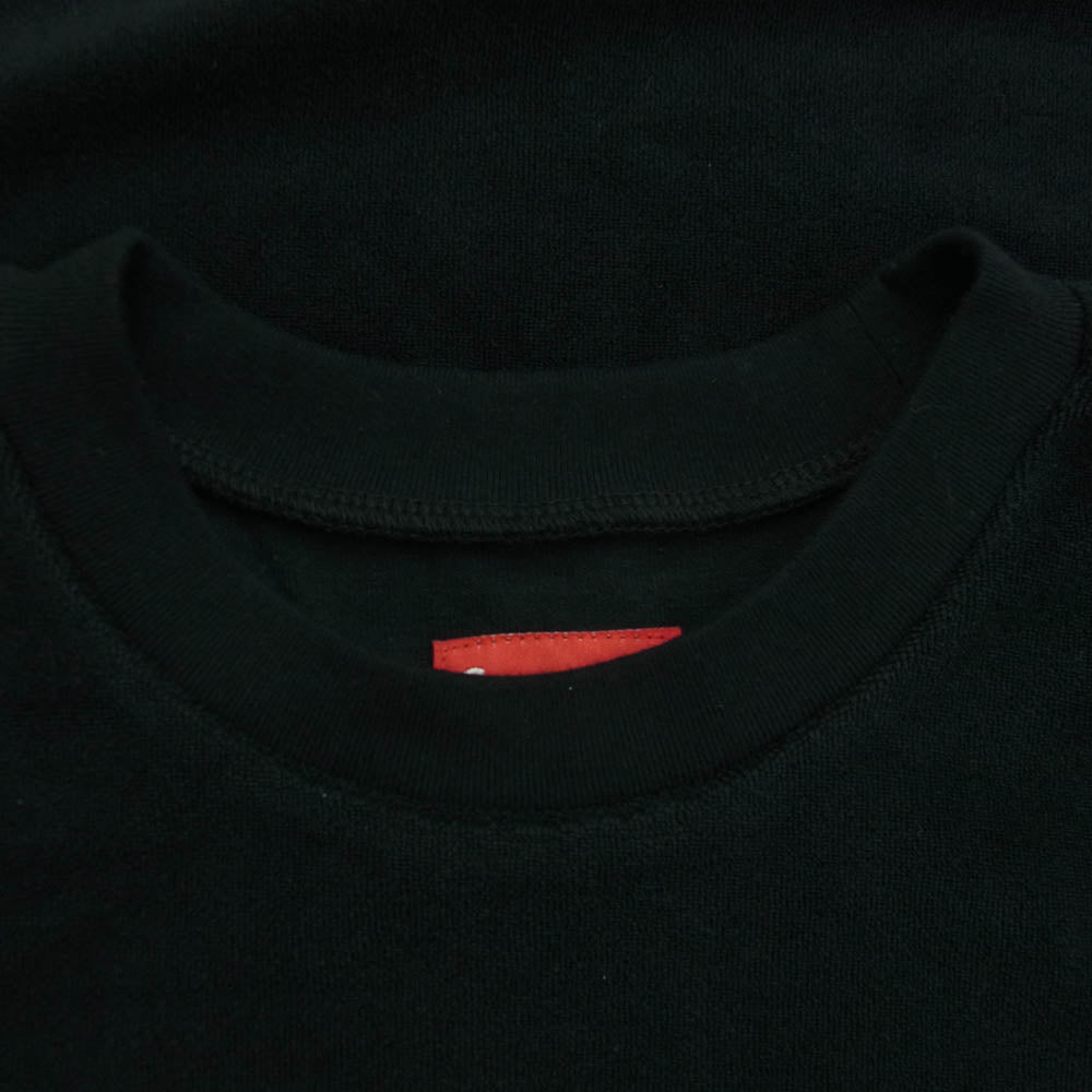 Supreme シュプリーム 18SS Chest Stripe Terry Top スクリプト ロゴ刺繍 チェスト ストライプ 半袖 パイル Tシャツ ブラック系 L【中古】
