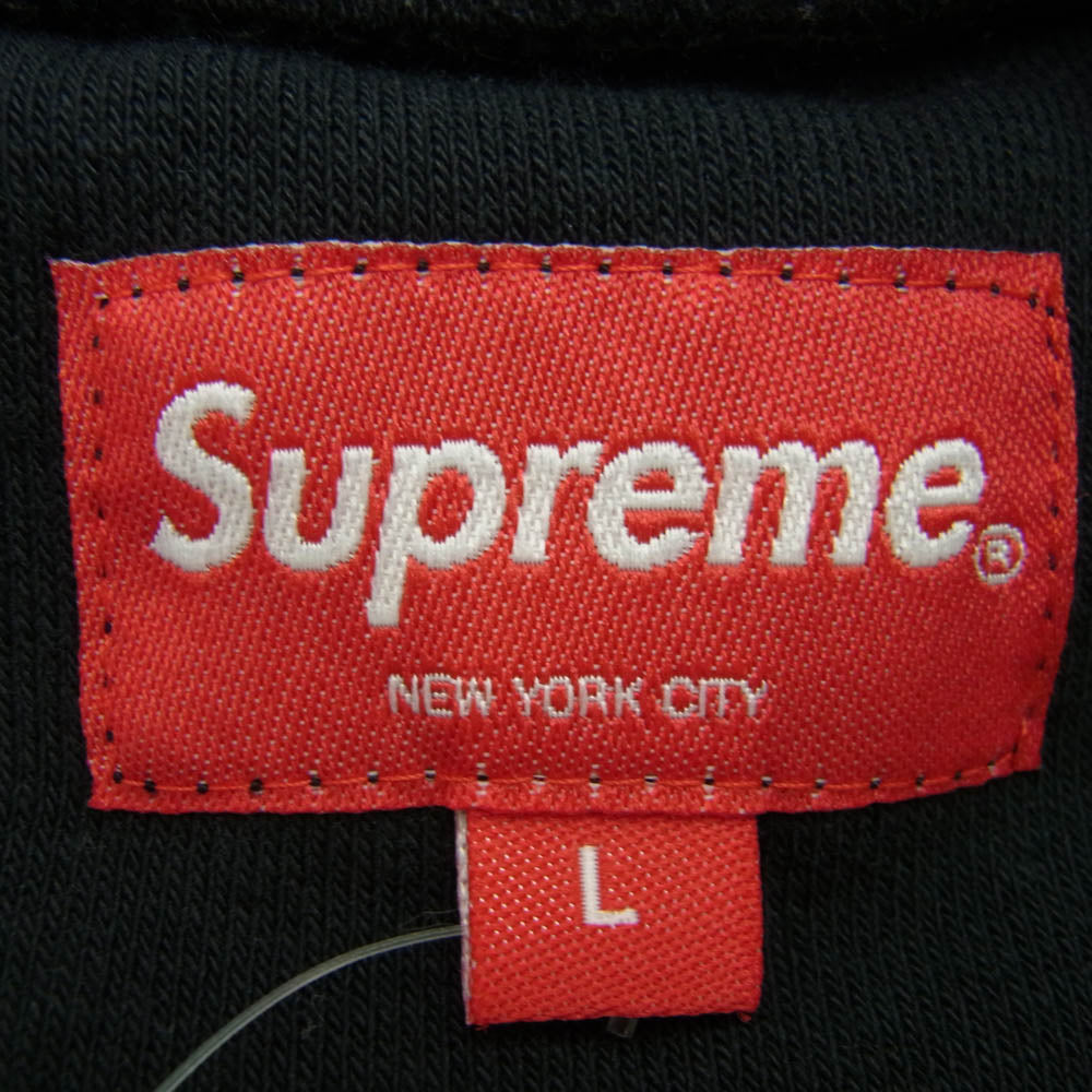 Supreme シュプリーム 18SS Chest Stripe Terry Top スクリプト ロゴ刺繍 チェスト ストライプ 半袖 パイル Tシャツ ブラック系 L【中古】