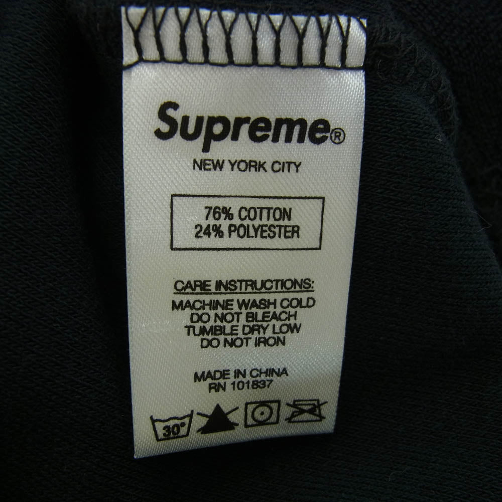 Supreme シュプリーム 18SS Chest Stripe Terry Top スクリプト ロゴ刺繍 チェスト ストライプ 半袖 パイル Tシャツ ブラック系 L【中古】