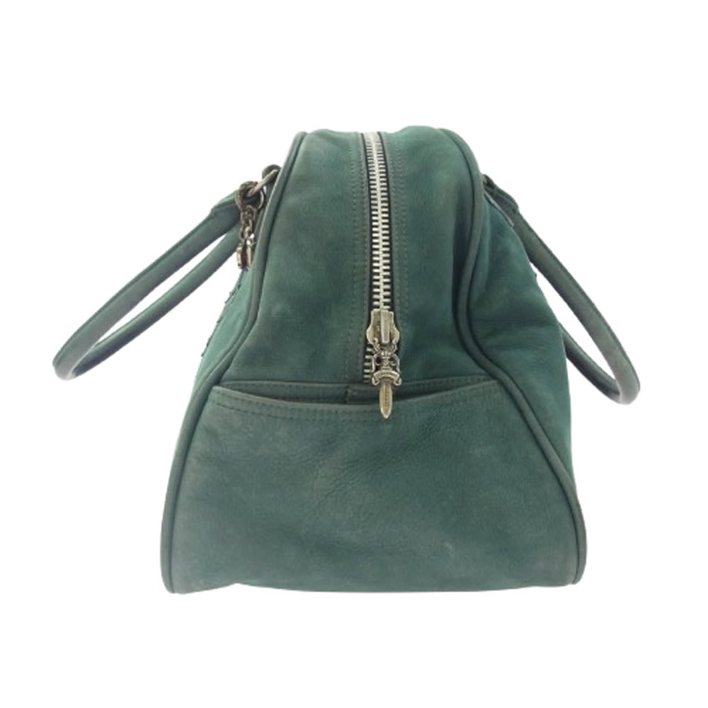 CHROME HEARTS クロムハーツ（原本無） MD GYM ジムバッグ 現行型 CHチャーム付き セメタリークロスパッチ ミディアム ヌバックレザー ボストンバッグ グリーン系【中古】