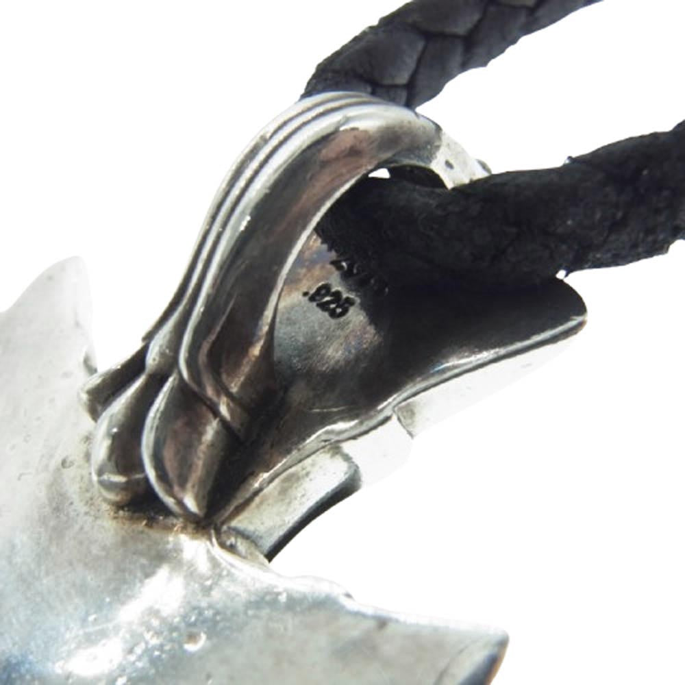 CHROME HEARTS クロムハーツ（原本無） DBL CH CRS LRG ラージダブルCHクロス スパイク レザーブレード レースストッパー ネックレス シルバー系【中古】