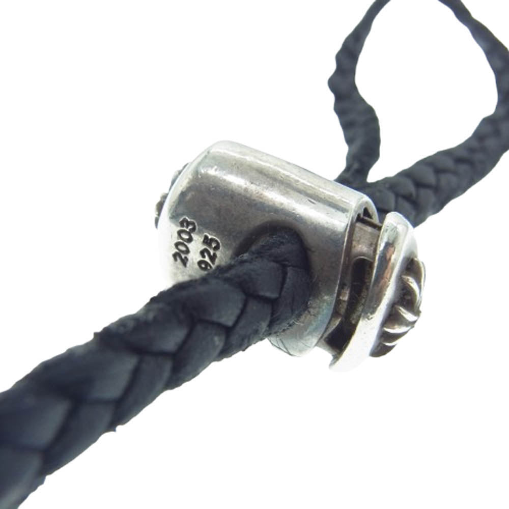 CHROME HEARTS クロムハーツ（原本無） DBL CH CRS LRG ラージダブルCHクロス スパイク レザーブレード レースストッパー ネックレス シルバー系【中古】