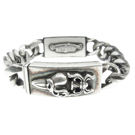 CHROME HEARTS クロムハーツ（原本無） ID FLRL HEART DBL FLRL DGGR オールドフローラルハート ダガーハート ダブル IDクラシック リンク ブレスレット【中古】