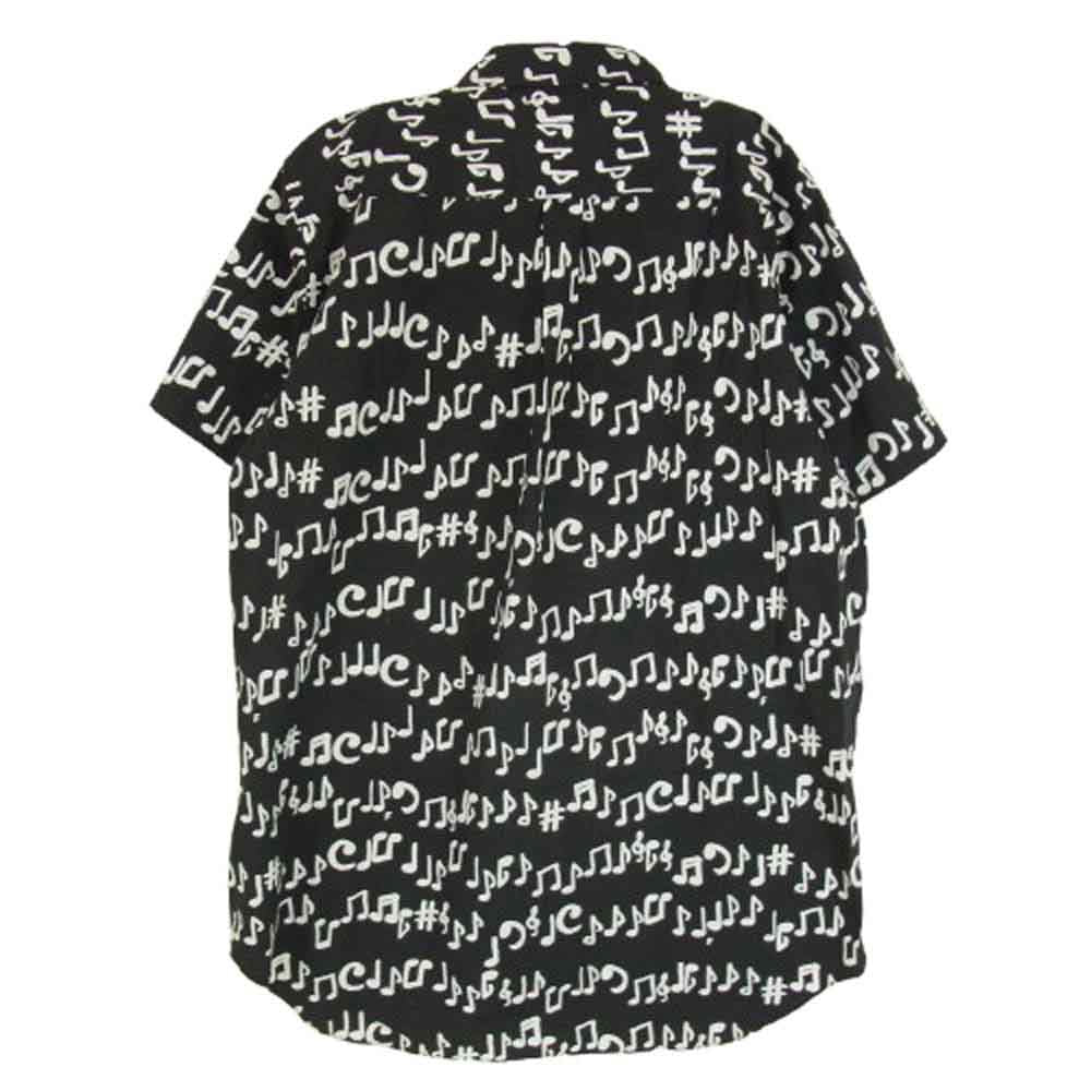 BLACK COMME des GARCONS ブラックコムデギャルソン 17ss 1S-B013 AD2016 音楽隊柄  半袖 音符総柄 S/S  コットン シャツ ブラック系 XL【中古】