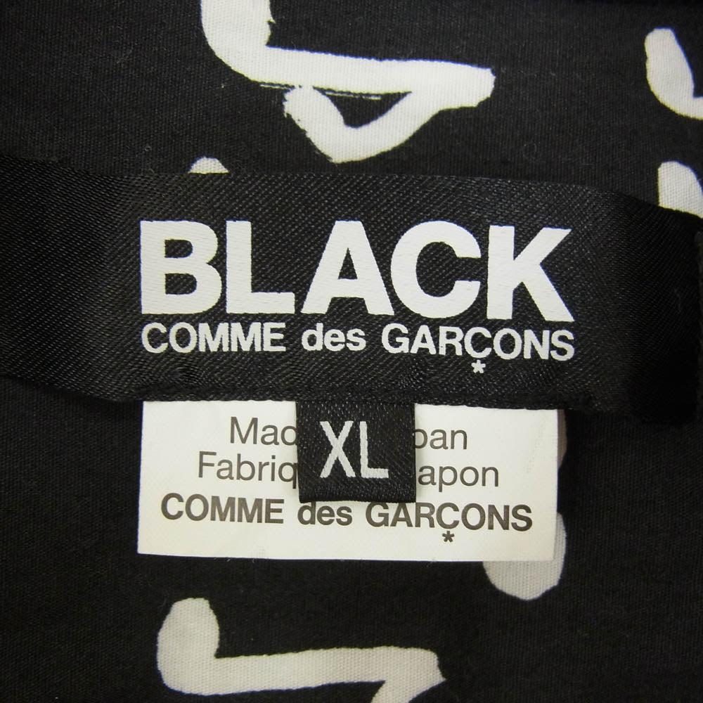 BLACK COMME des GARCONS ブラックコムデギャルソン 17ss 1S-B013 AD2016 音楽隊柄  半袖 音符総柄 S/S  コットン シャツ ブラック系 XL【中古】