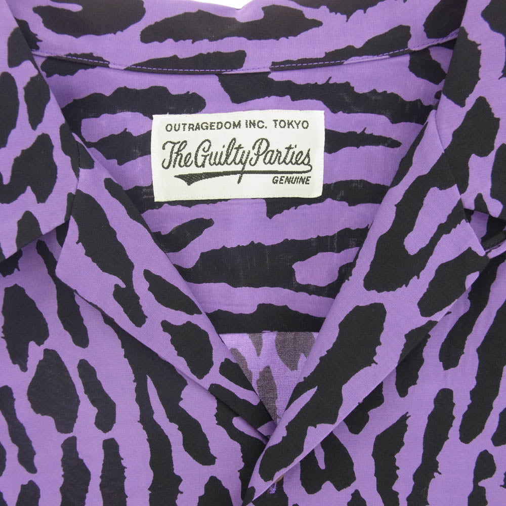 WACKO MARIA ワコマリア 22ss 22SS-WMS-HI05 HAWAIIAN SHIRT レオパード 柄 半袖 シャツ パープル系 M【美品】【中古】