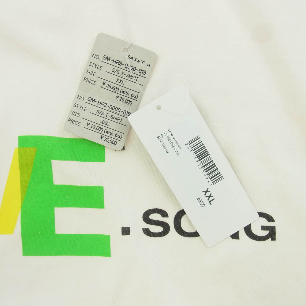 SAINT MICHAEL セントマイケル 25ss SM-HR8-0000-019 LOVE SONG SS TEE ヴィンテージ加工 半袖 Tシャツ ホワイト系 XXL【中古】