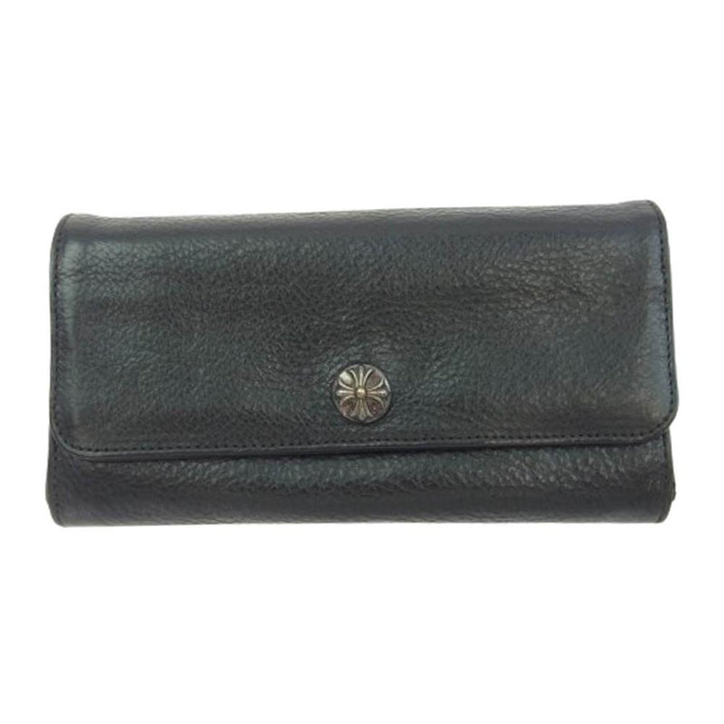 CHROME HEARTS クロムハーツ（原本無） ブラックシンフォニーギャランティ付属 JUDY WALLET ジュディ ウォレット ヘビーレザー クロスボタン ブラック系【中古】