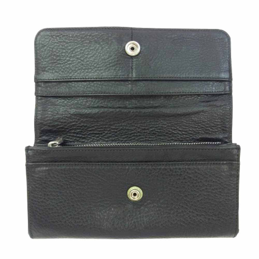 CHROME HEARTS クロムハーツ（原本無） ブラックシンフォニーギャランティ付属 JUDY WALLET ジュディ ウォレット ヘビーレザー クロスボタン ブラック系【中古】