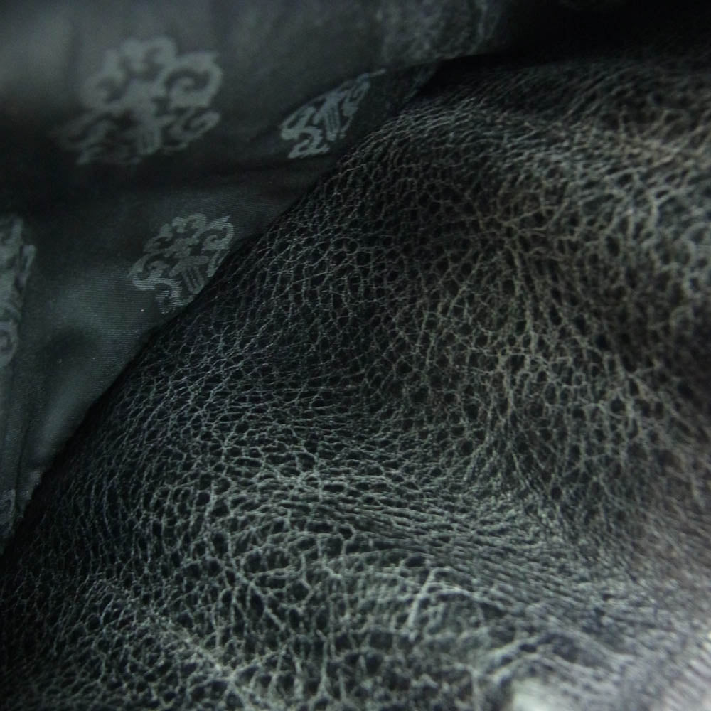 CHROME HEARTS クロムハーツ（原本無） ブラックシンフォニーギャランティ付属 3FOLD WALLET ３フォールド ウォレット ヘビーレザー クロスボタン クロスパッチ ブラック系【中古】