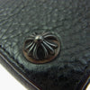 CHROME HEARTS クロムハーツ（原本無） ブラックシンフォニーギャランティ付属 3FOLD WALLET ３フォールド ウォレット ヘビーレザー クロスボタン クロスパッチ ブラック系【中古】