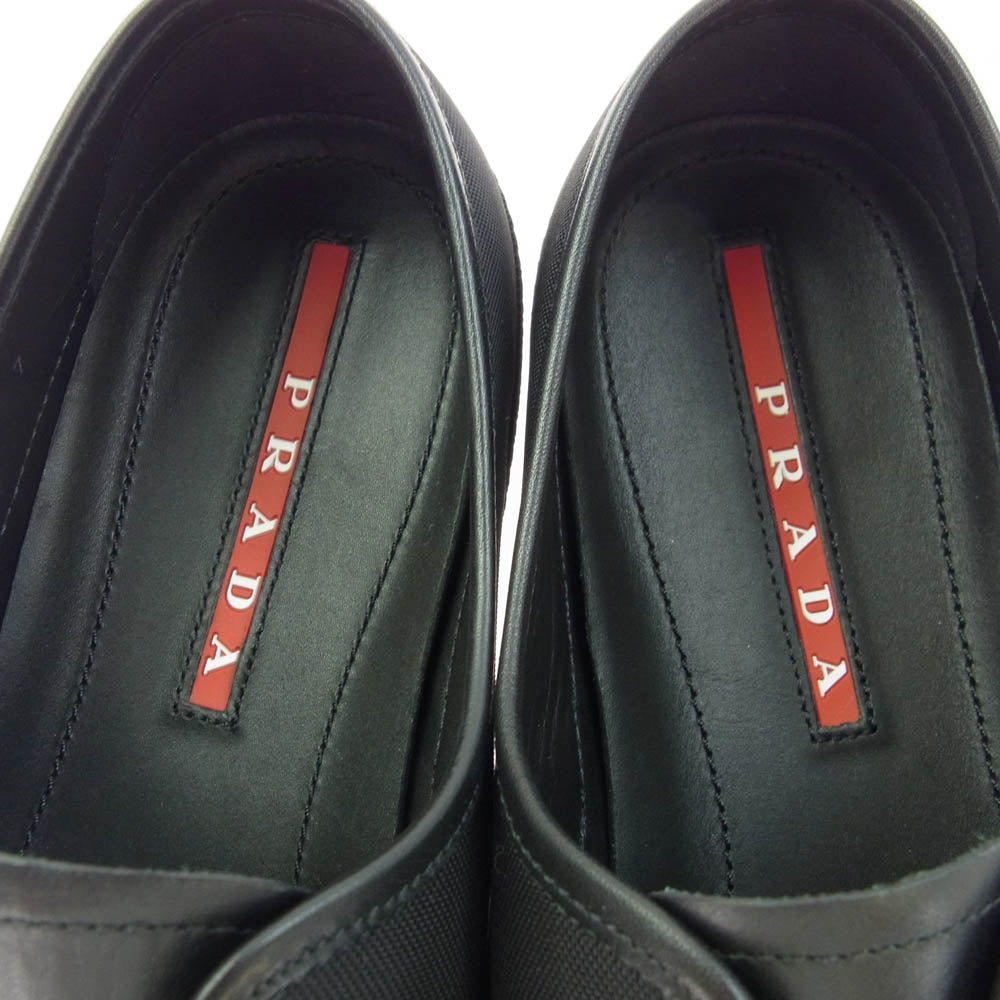 PRADA SPORTS プラダスポーツ 3114 レザー切替 ナイロン ローカットスニーカー ブラック系 4E【美品】【中古】