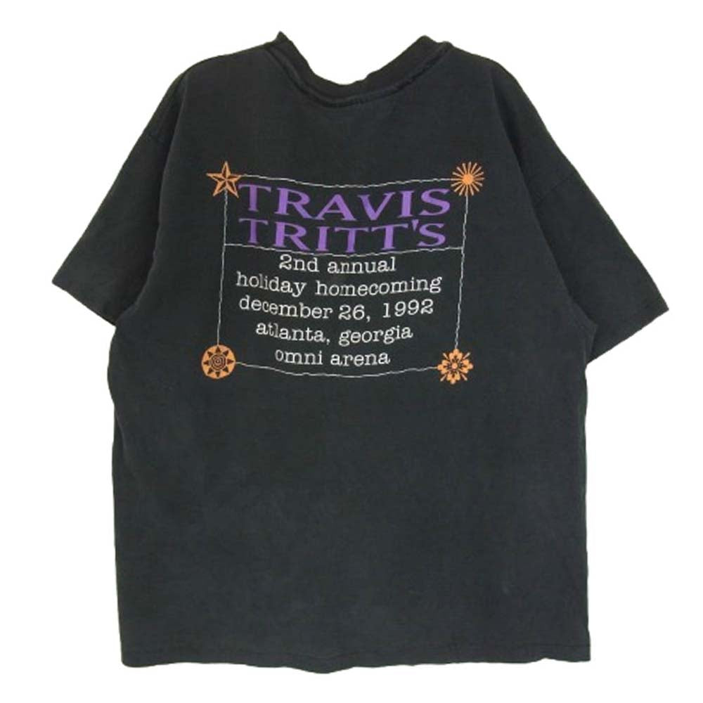 ヴィンテージ 90's Travis Tritt プリント Tシャツ バンドT 半袖カットソー ブラック系 XL【中古】