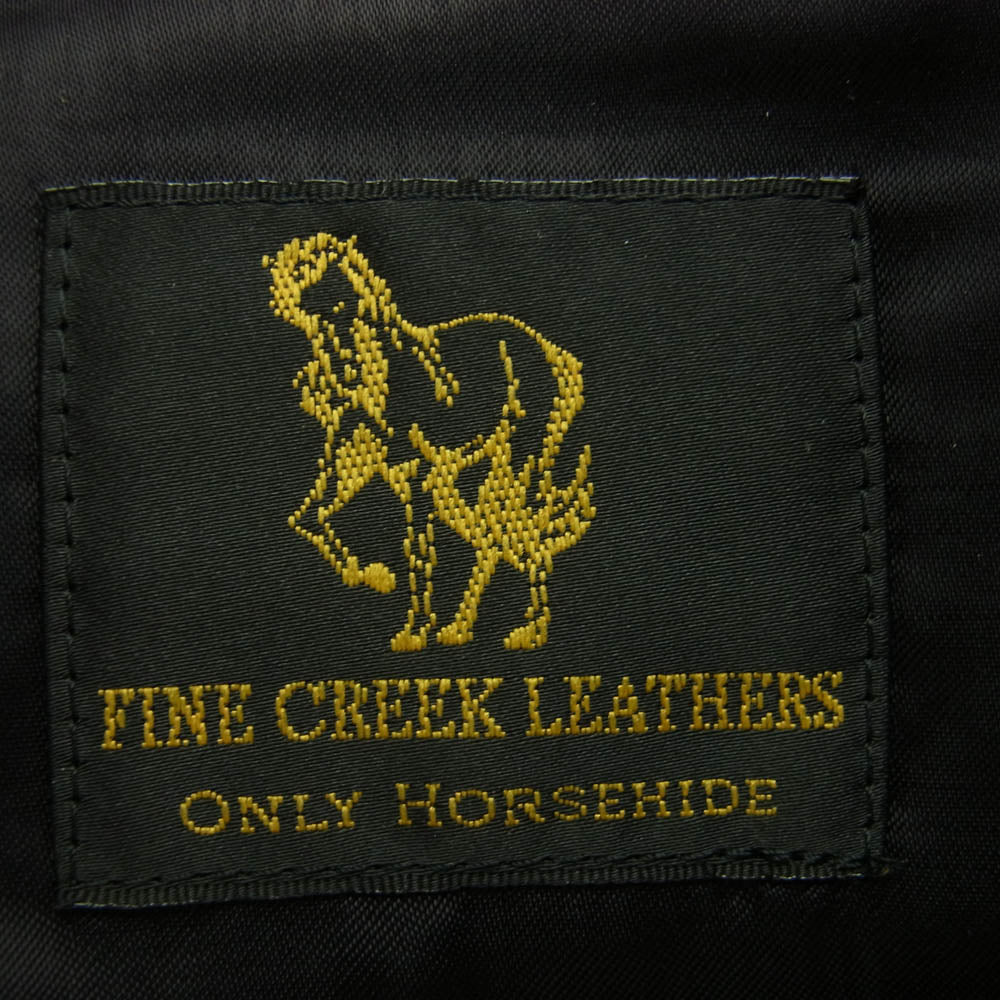 FINE CREEK LEATHERS ファインクリークレザー NORFOLK HORSE HIDE ノーフォーク ホースハイド 刺繍 革ジャン レザー シングル ライダース ジャケット ブラック系 M【中古】