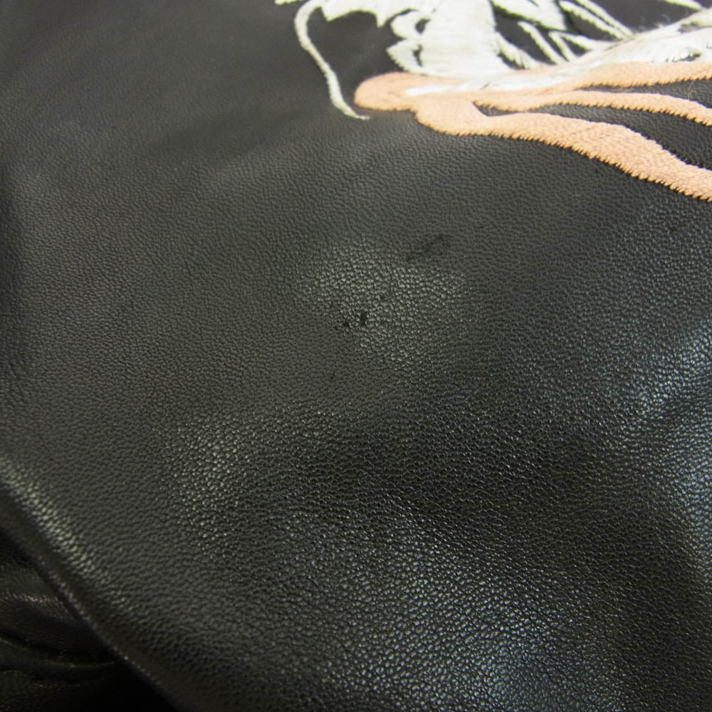 FINE CREEK LEATHERS ファインクリークレザー NORFOLK HORSE HIDE ノーフォーク ホースハイド 刺繍 革ジャン レザー シングル ライダース ジャケット ブラック系 M【中古】