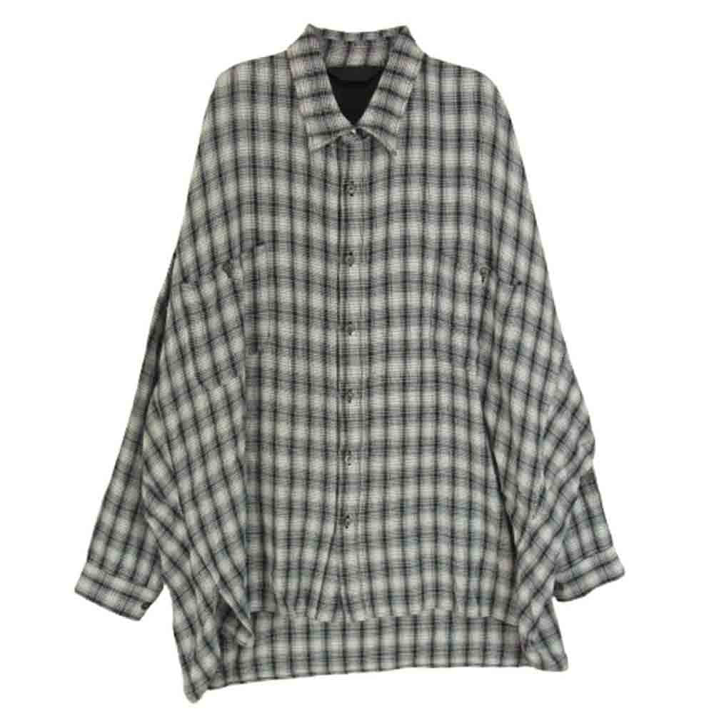 ESSAY エッセイ ES10SH-01 DRAPE SHIRT ドレープ レーヨン 長袖 チェック シャツ ブラック系 S【中古】