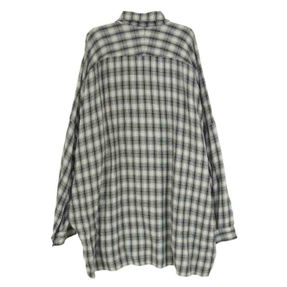 ESSAY エッセイ ES10SH-01 DRAPE SHIRT ドレープ レーヨン 長袖 チェック シャツ ブラック系 S【中古】