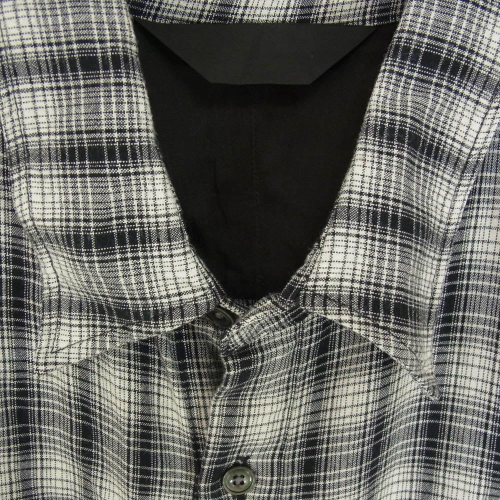 ESSAY エッセイ ES10SH-01 DRAPE SHIRT ドレープ レーヨン 長袖 チェック シャツ ブラック系 S【中古】