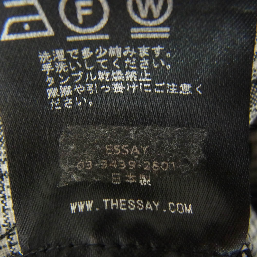 ESSAY エッセイ ES10SH-01 DRAPE SHIRT ドレープ レーヨン 長袖 チェック シャツ ブラック系 S【中古】