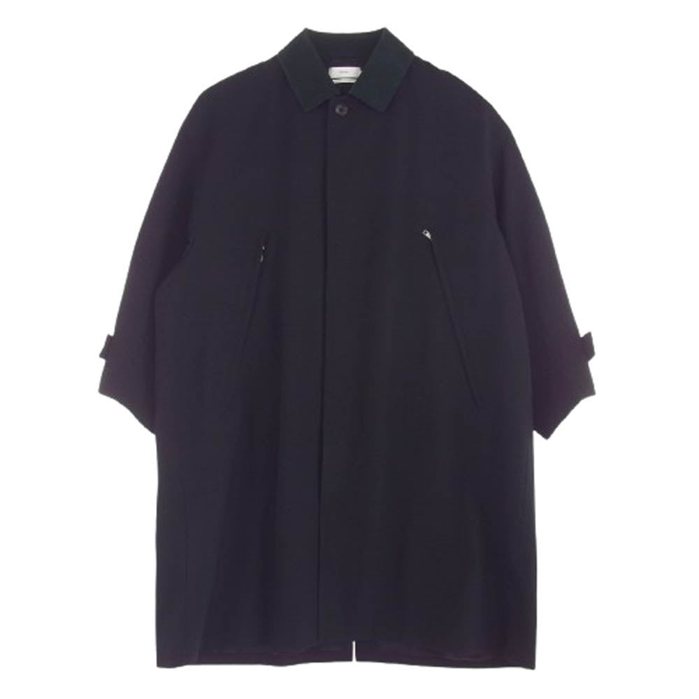 GRAPHPAPER グラフペーパー 22AW GM223-10171 Hard Gabardine Soutien Collar Coat コーデュロイ襟 比翼ボタン ウール ハード ギャバジン ステンカラー コート ブラック系 2【中古】