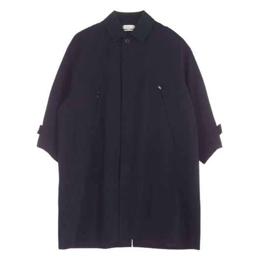 GRAPHPAPER グラフペーパー 22AW GM223-10171 Hard Gabardine Soutien Collar Coat コーデュロイ襟 比翼ボタン ウール ハード ギャバジン ステンカラー コート ブラック系 2【中古】