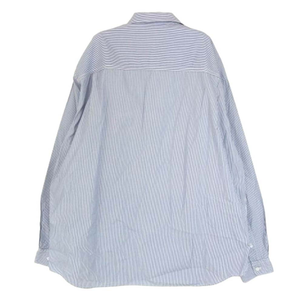 COMME des GARCONS HOMME コムデギャルソンオム 25SS HN-B020 Cotton stripe x cotton check shirt コットン ストライプ チェック 切替 長袖シャツ ブルー系 L【中古】