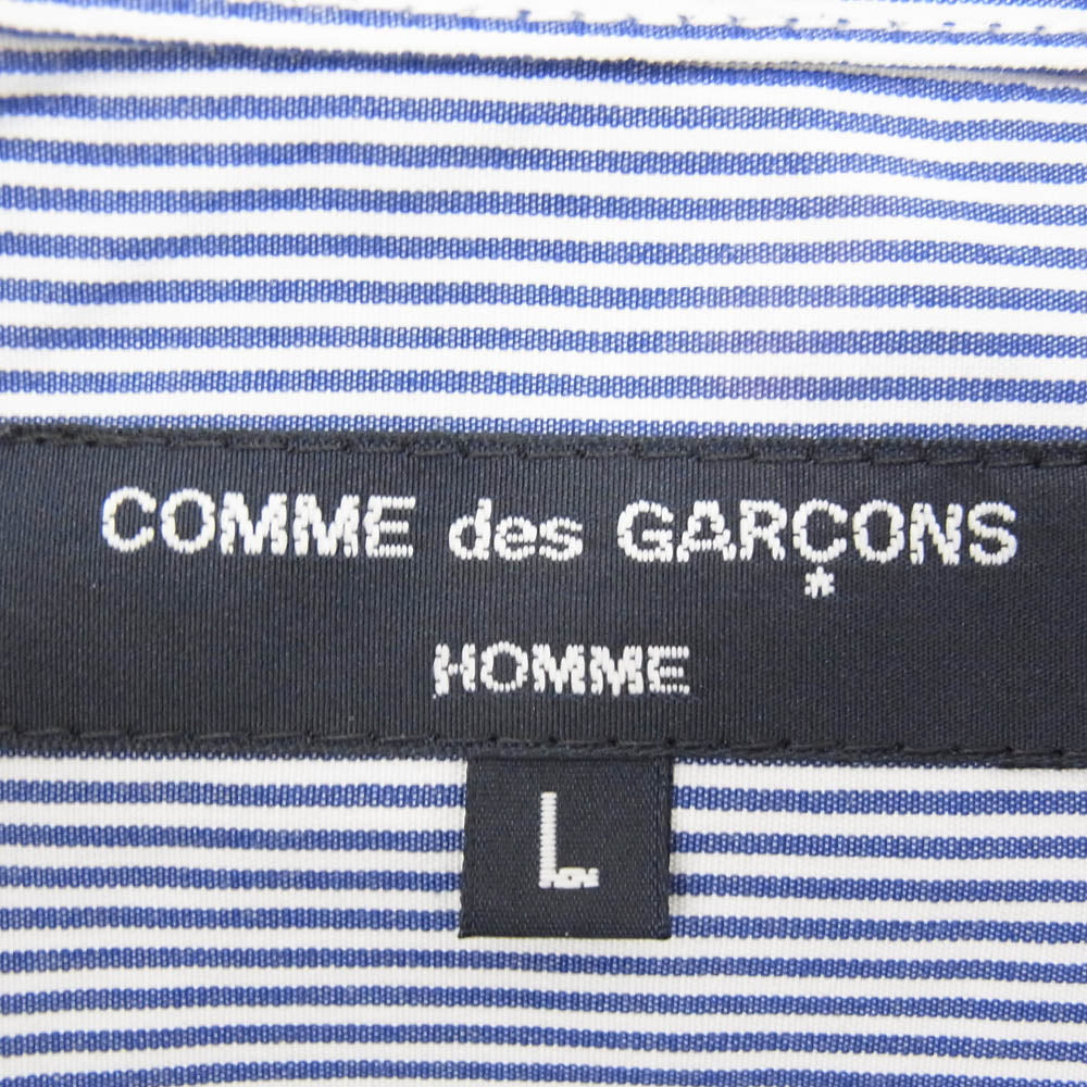 COMME des GARCONS HOMME コムデギャルソンオム 25SS HN-B020 Cotton stripe x cotton check shirt コットン ストライプ チェック 切替 長袖シャツ ブルー系 L【中古】
