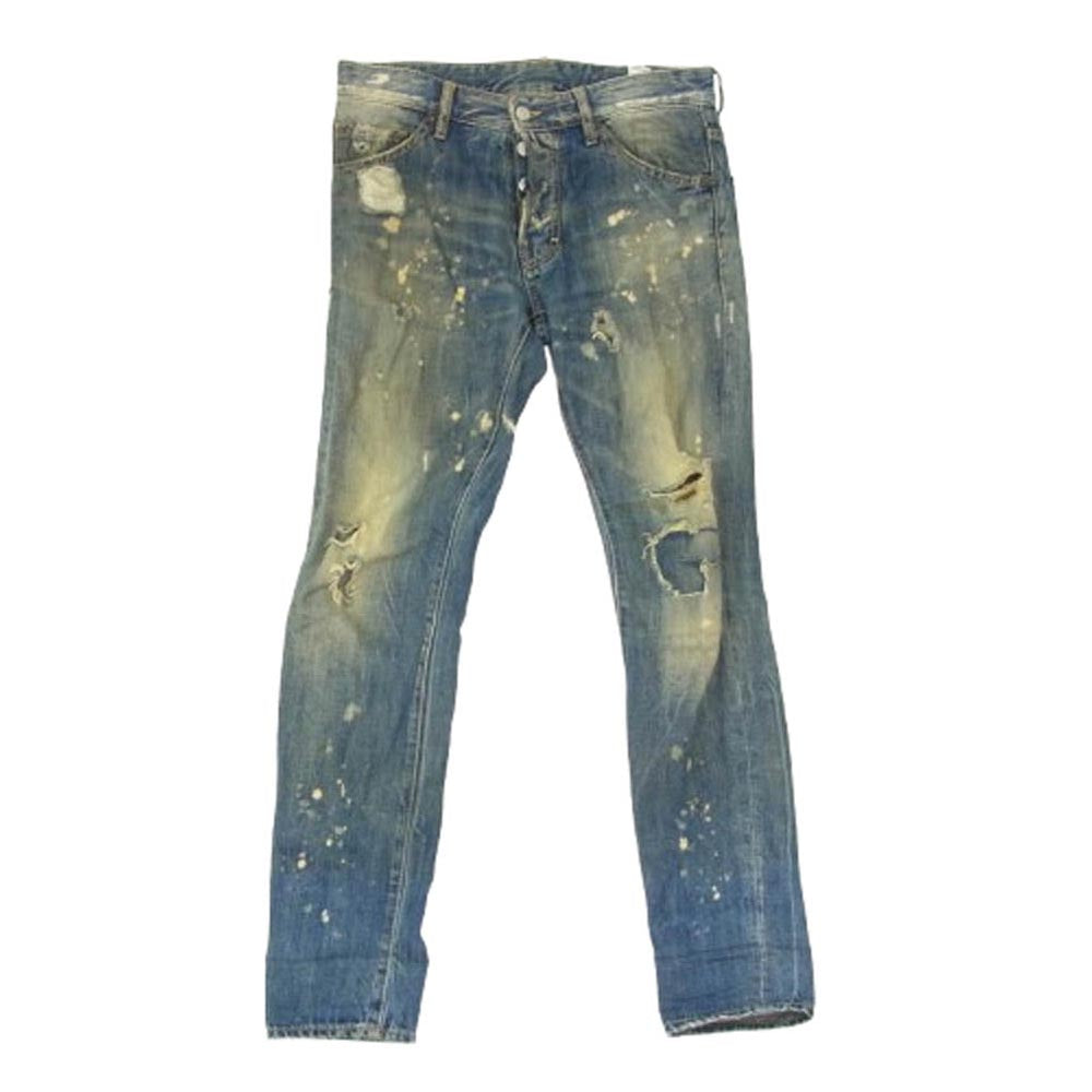 DSQUARED2 ディースクエアード 15SS S7 4LA0711 S30281 COOL GUY JEAN クール ガイ ジーン ボタンフライ ダメージ加工 デニム パンツ インディゴブルー系 42【中古】