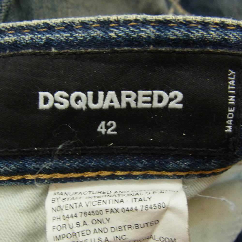 DSQUARED2 ディースクエアード 15SS S7 4LA0711 S30281 COOL GUY JEAN クール ガイ ジーン ボタンフライ ダメージ加工 デニム パンツ インディゴブルー系 42【中古】