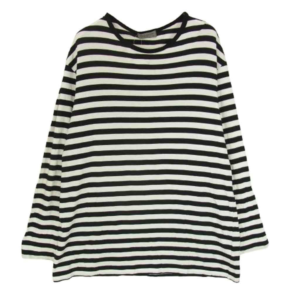 Yohji Yamamoto POUR HOMME ヨウジヤマモトプールオム HW-T15-270 ボーダー スタッフ レーヨン 長袖  Tシャツ ブラック系 3【中古】