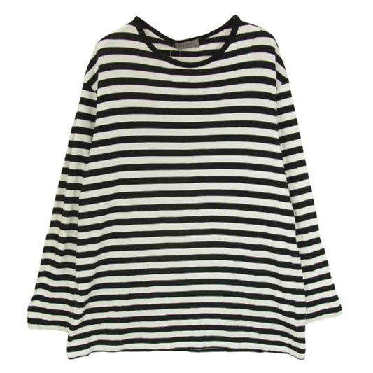 Yohji Yamamoto POUR HOMME ヨウジヤマモトプールオム HW-T15-270 ボーダー スタッフ レーヨン 長袖  Tシャツ ブラック系 3【中古】