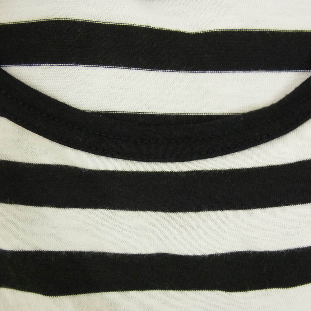 Yohji Yamamoto POUR HOMME ヨウジヤマモトプールオム HW-T15-270 ボーダー スタッフ レーヨン 長袖  Tシャツ ブラック系 3【中古】