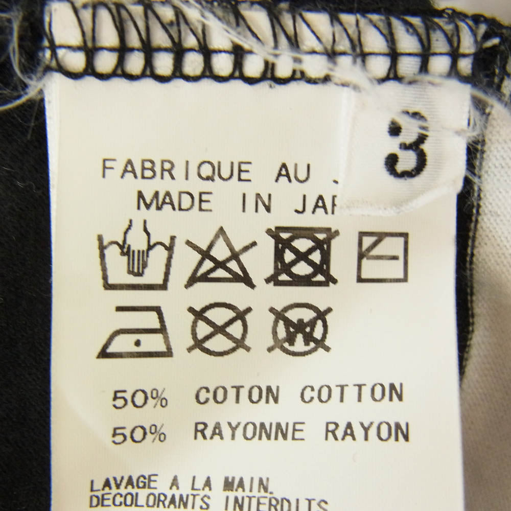 Yohji Yamamoto POUR HOMME ヨウジヤマモトプールオム HW-T15-270 ボーダー スタッフ レーヨン 長袖  Tシャツ ブラック系 3【中古】