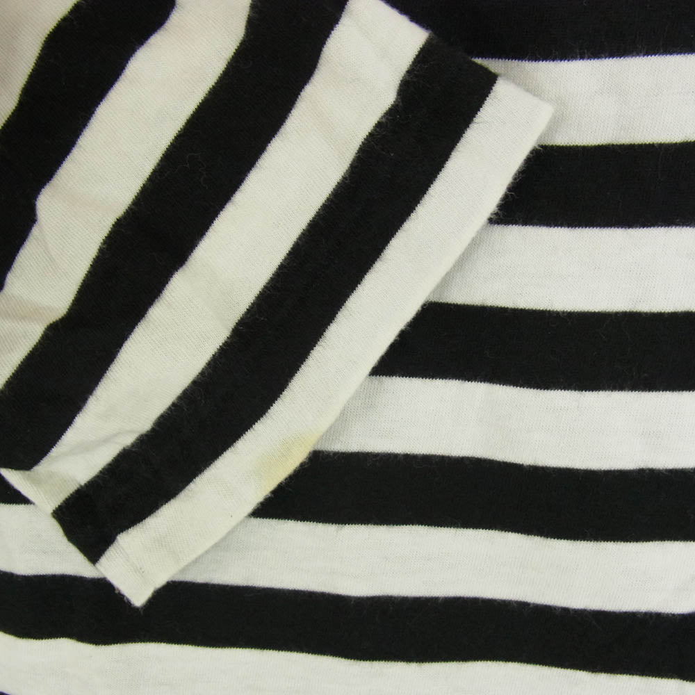 Yohji Yamamoto POUR HOMME ヨウジヤマモトプールオム HW-T15-270 ボーダー スタッフ レーヨン 長袖  Tシャツ ブラック系 3【中古】