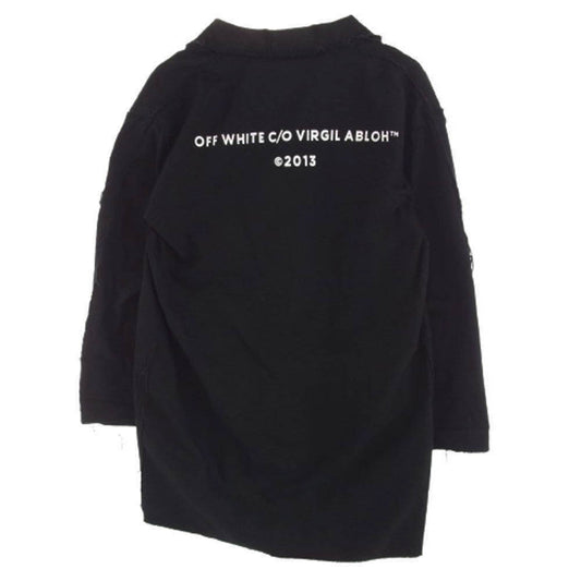 OFF-WHITE オフホワイト WORK COAT Virgil Abloh ワーク スタッフ ステンカラー コート ブラック系 S【中古】