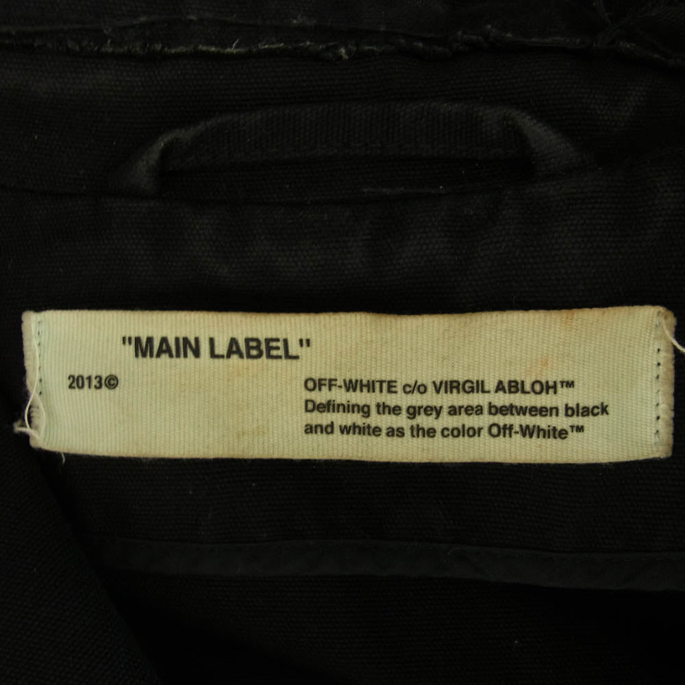 OFF-WHITE オフホワイト WORK COAT Virgil Abloh ワーク スタッフ ステンカラー コート ブラック系 S【中古】