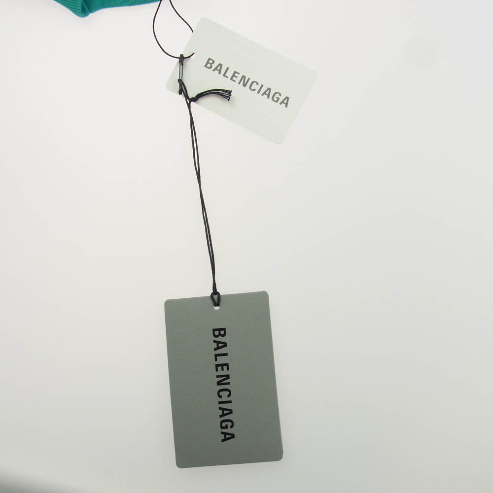 BALENCIAGA バレンシアガ 21SS 651795 TKVB8 国内正規品 Caps Destroyed Flatground Tee デストロイ加工 ロゴ クルーネック Tシャツ ブルーグリーン系 XXS【極上美品】【中古】