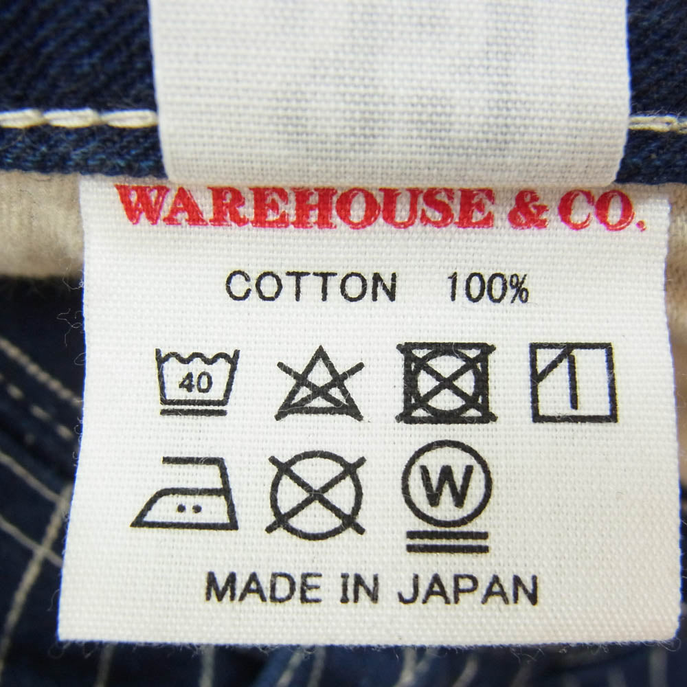 WAREHOUSE ウエアハウス ヒッコリー ペインター パンツ ネイビー系 33【中古】