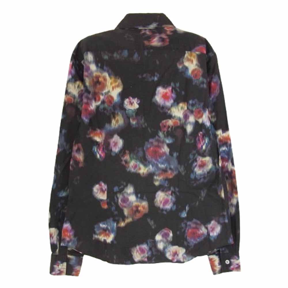 Paul Smith ポール・スミス 223608 総柄 薔薇 ローズ 長袖 レギュラーカラー シャツ ブルー ブラック系 M【中古】