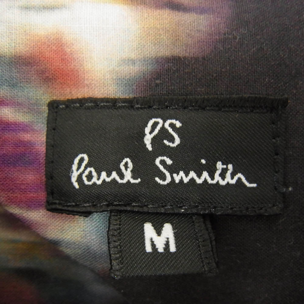 Paul Smith ポール・スミス 223608 総柄 薔薇 ローズ 長袖 レギュラーカラー シャツ ブルー ブラック系 M【中古】