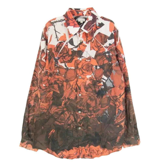 Paul Smith ポール・スミス 133267 総柄 薔薇 ローズ 長袖 グラデーション レギュラーカラー シャツ レッド系 L【中古】