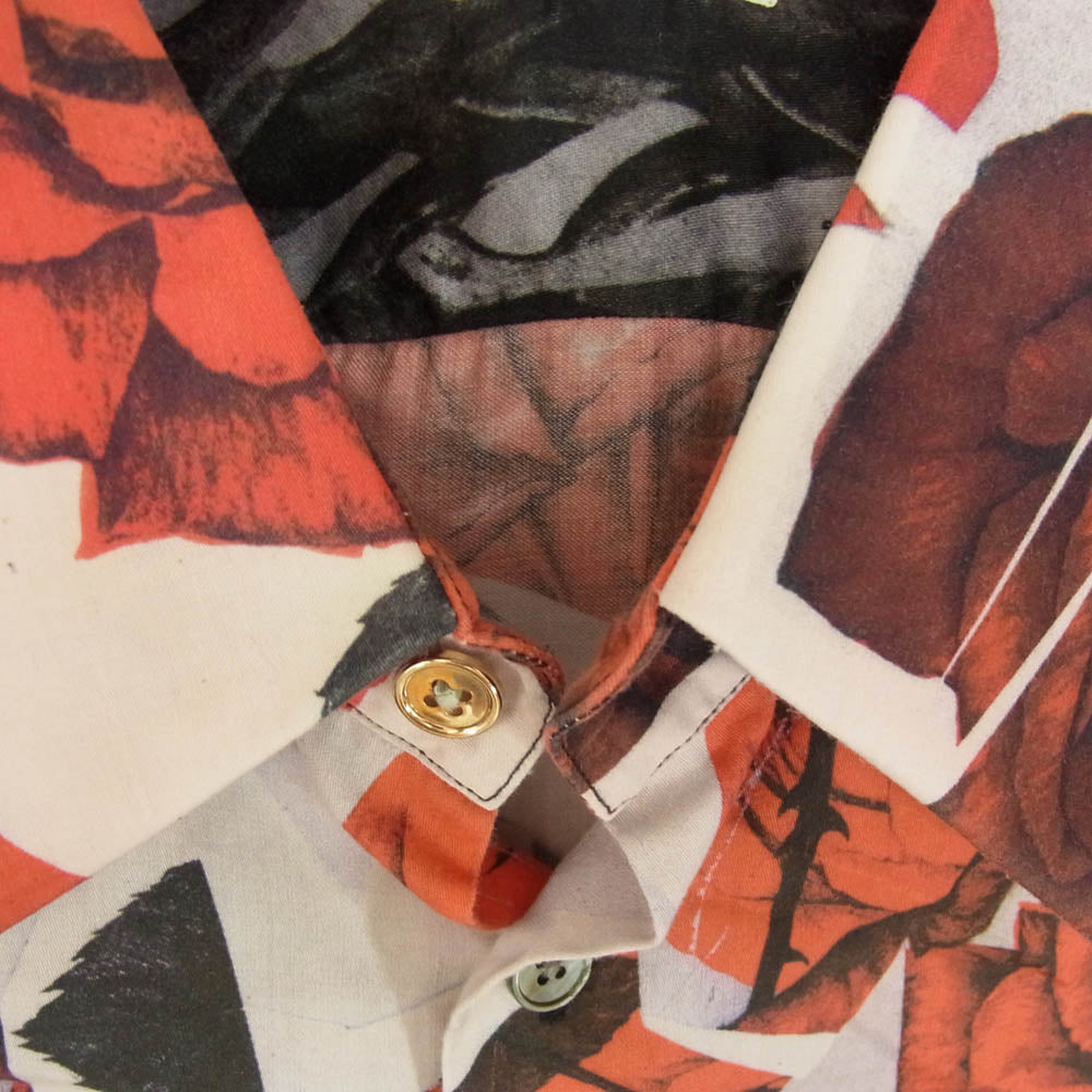 Paul Smith ポール・スミス 133267 総柄 薔薇 ローズ 長袖 グラデーション レギュラーカラー シャツ レッド系 L【中古】