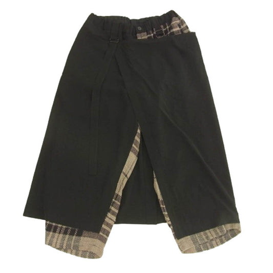 Yohji Yamamoto POUR HOMME ヨウジヤマモトプールオム 20AW HR-P66-876 二重ラップ Pチェック柄 パンツ ブラック系 2【中古】