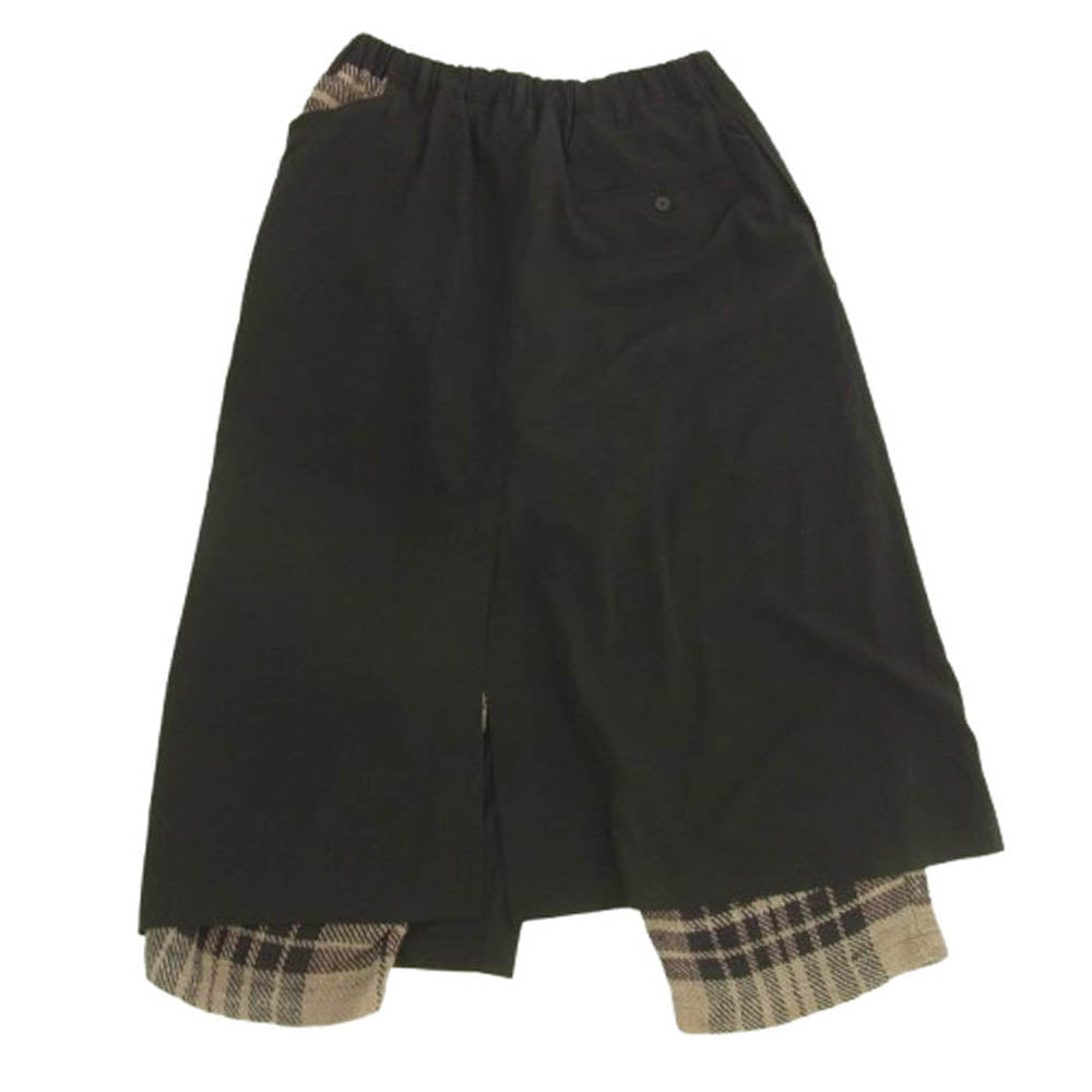 Yohji Yamamoto POUR HOMME ヨウジヤマモトプールオム 20AW HR-P66-876 二重ラップ Pチェック柄 パンツ ブラック系 2【中古】