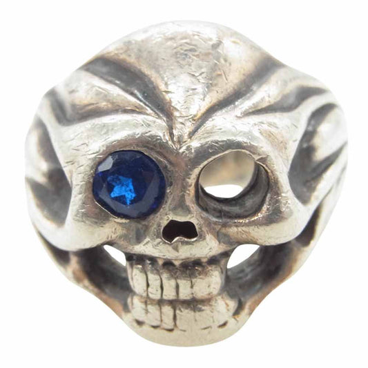 BILL WALL LEATHER ビルウォールレザー Ultimate Skull アルティメット スカル リング ｗ/1ストーンアイ シルバー系 ブルー系 16号【中古】