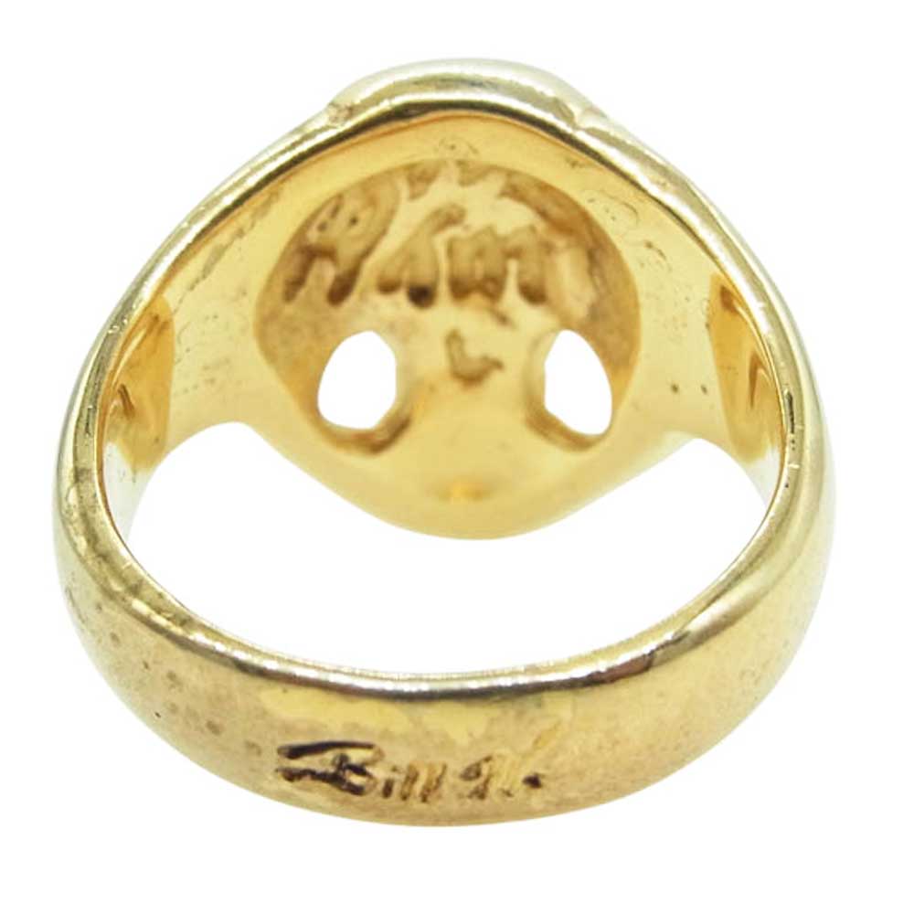 BILL WALL LEATHER ビルウォールレザー Good Luck Scull グッドラック スカル リング ｗ/ゴールドコーティング スターリングシルバー ゴールド系 16号【中古】